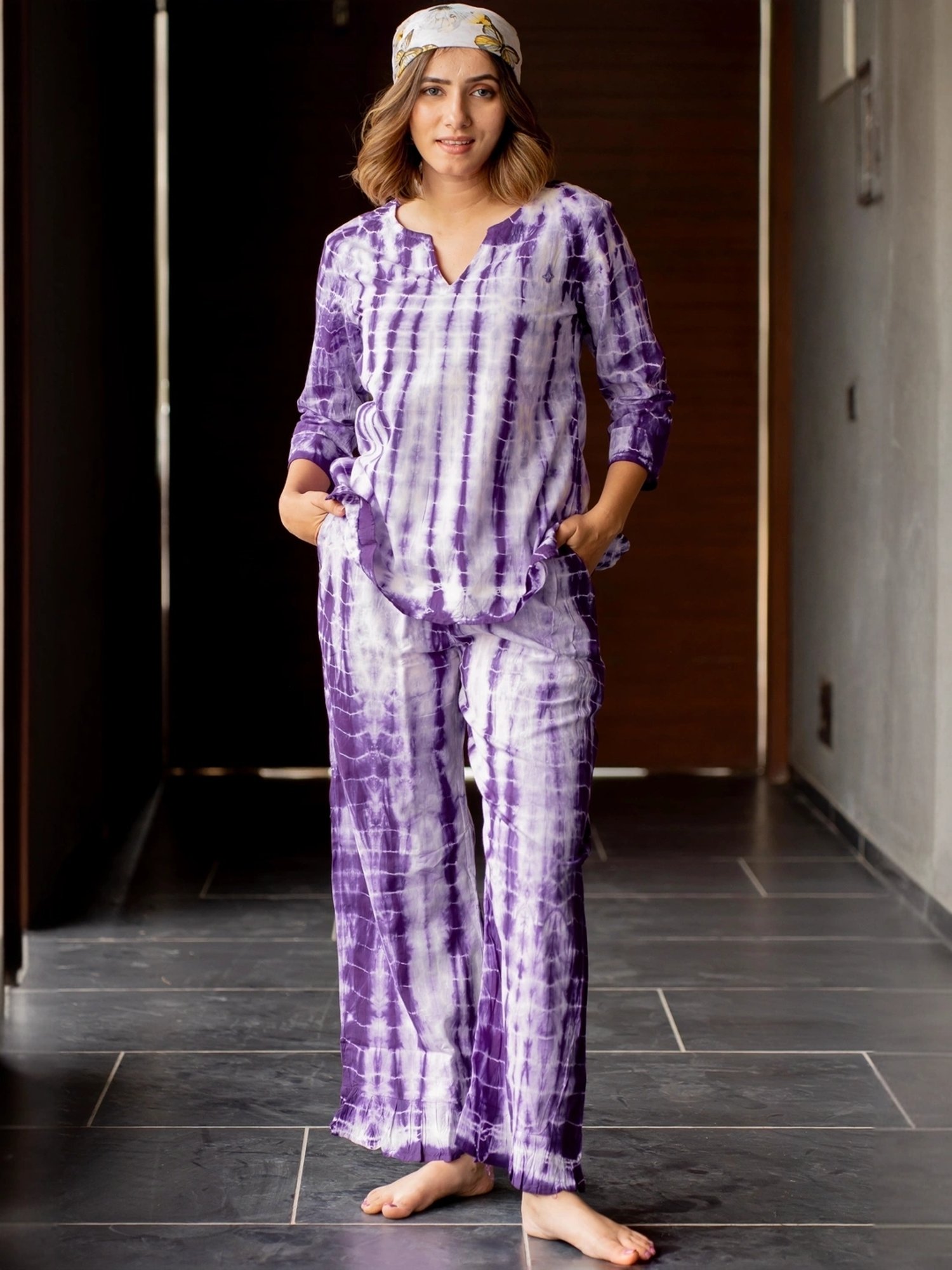 MIRCHI FASHION Purple Cotton Printed Top Pant Set