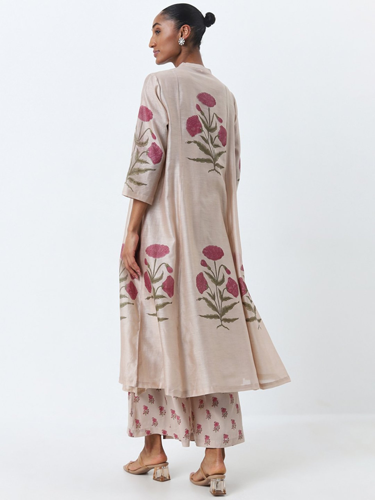 Saffron Threads Black Printed Straight Kurta