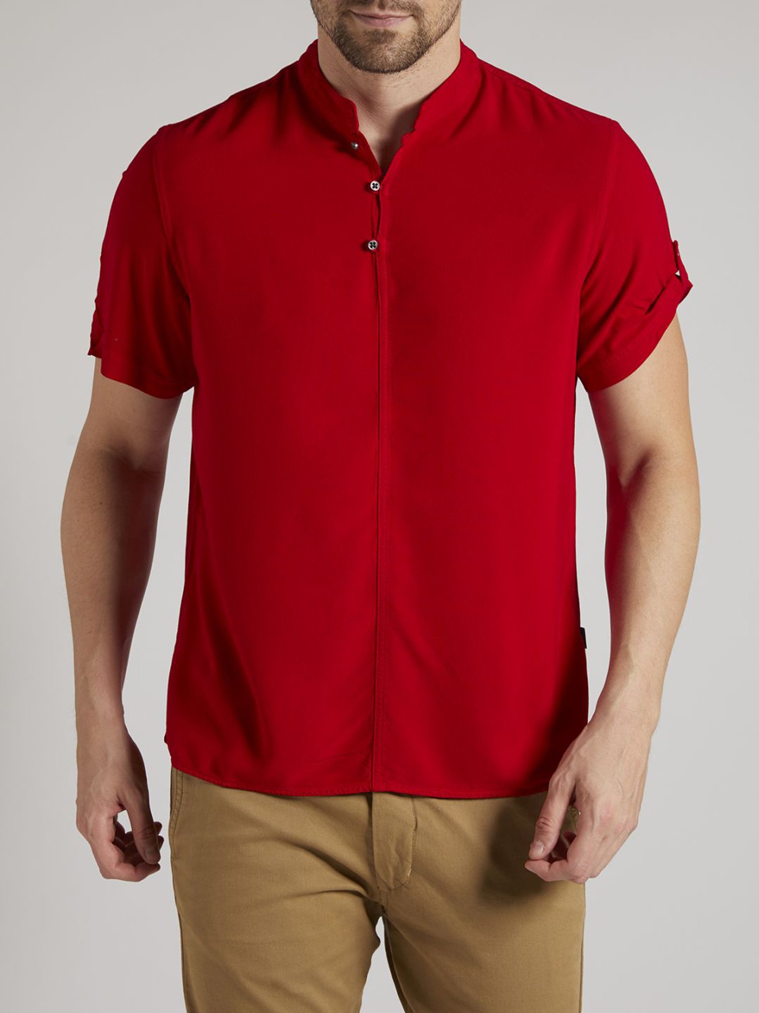 Identiti Red Tapered Fit Short Kurta