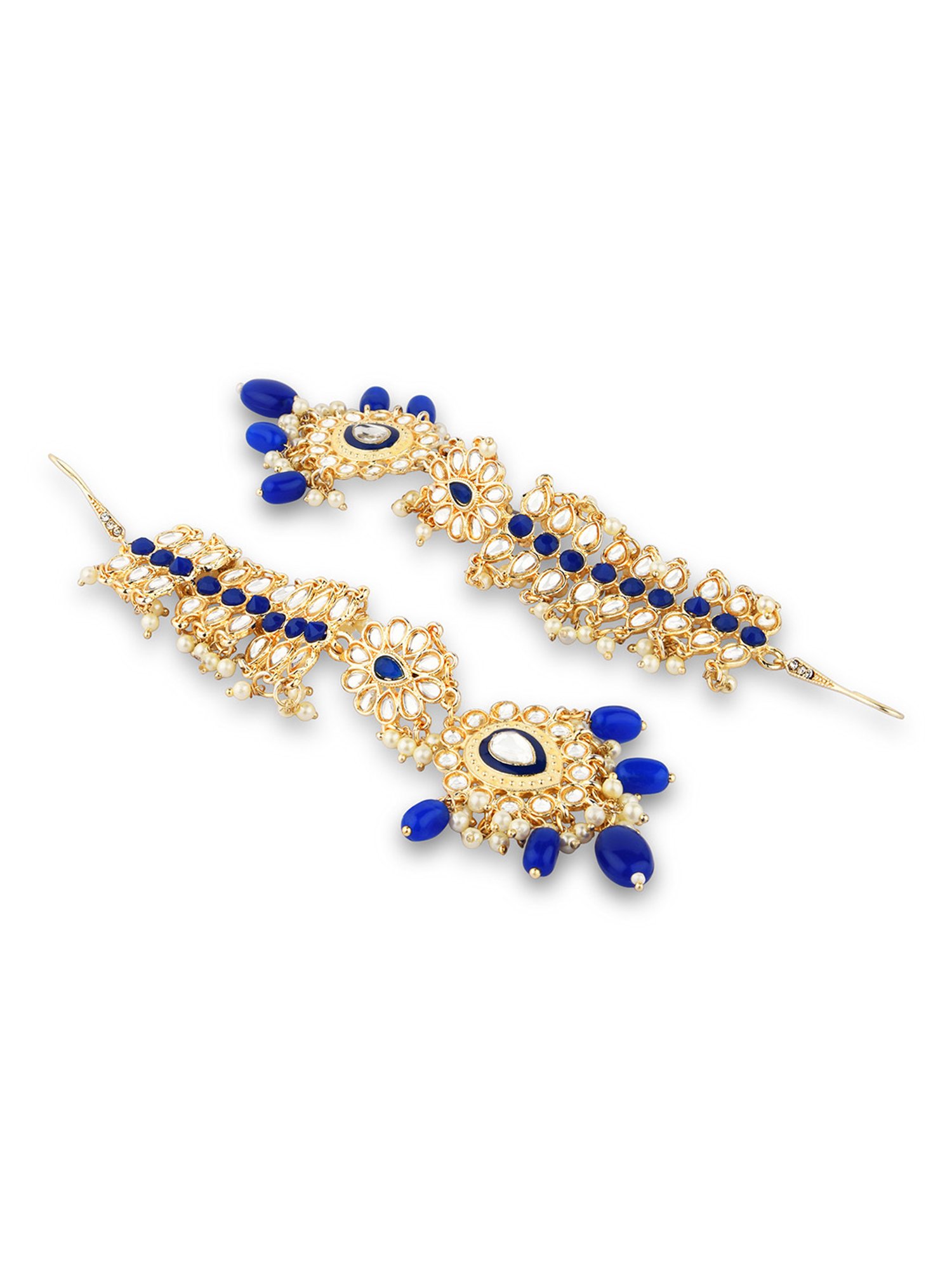 Fida Ear Chain Navy Blue Slave Earrings