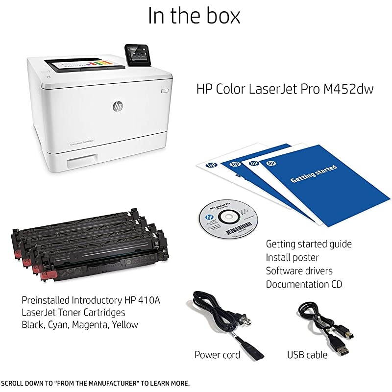 LaserJet Pro M452dw Wireless Color Laser Printer with Duplex Printing CF394A