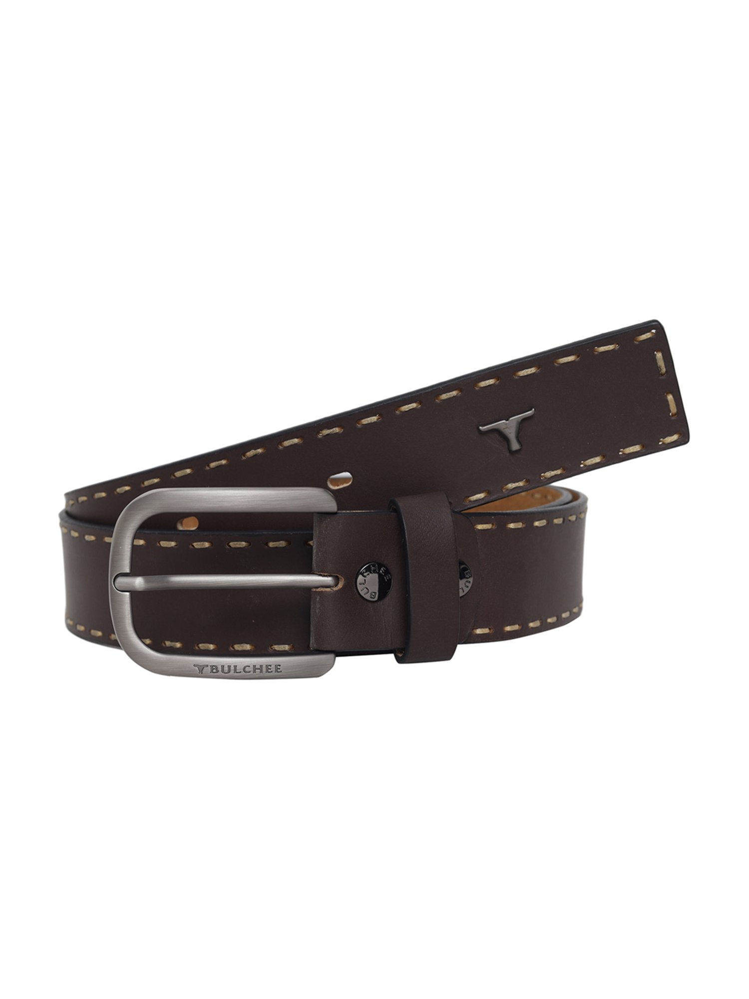 BULCHEE Brown Leather Casual Belt for Men
