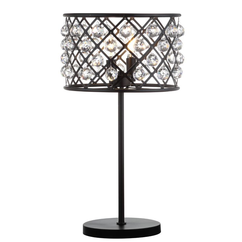 22.5" Metal/Crystal Gabrielle Table Lamp (Includes LED Light Bulb) Black - JONATHAN Y