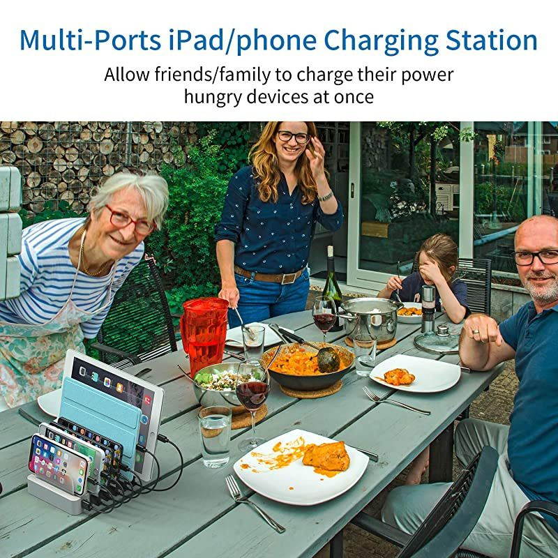 Fastest Charging Station with Quick Charge 3.0,  6 Ports Charging Dock Station Organizer for Multiple Devices, iWatch Stand, 6 Phone Charger Cables, for Smartphone, Tablet, Kindle [UL Listed]
