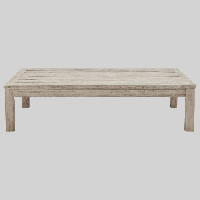 Wiscasset Outdoor Patio Acacia Wood Coffee Table - Light Gray - Modway