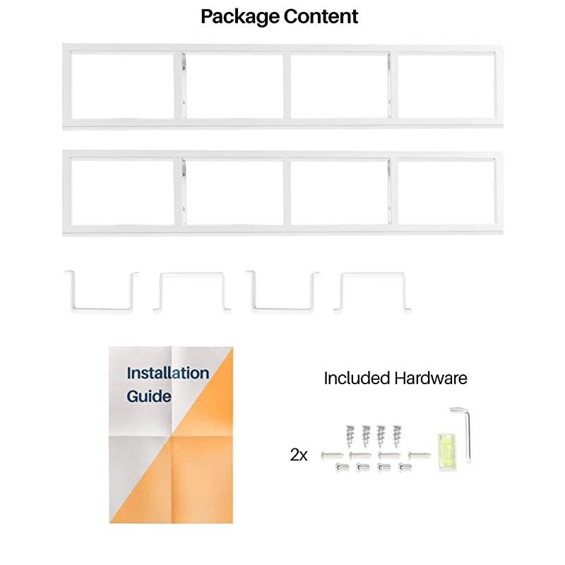 YouHaveSpace Wall Mount 34 Inch Media Storage Rack CD DVD Organizer Metal Floating Shelf Set of 2 White
