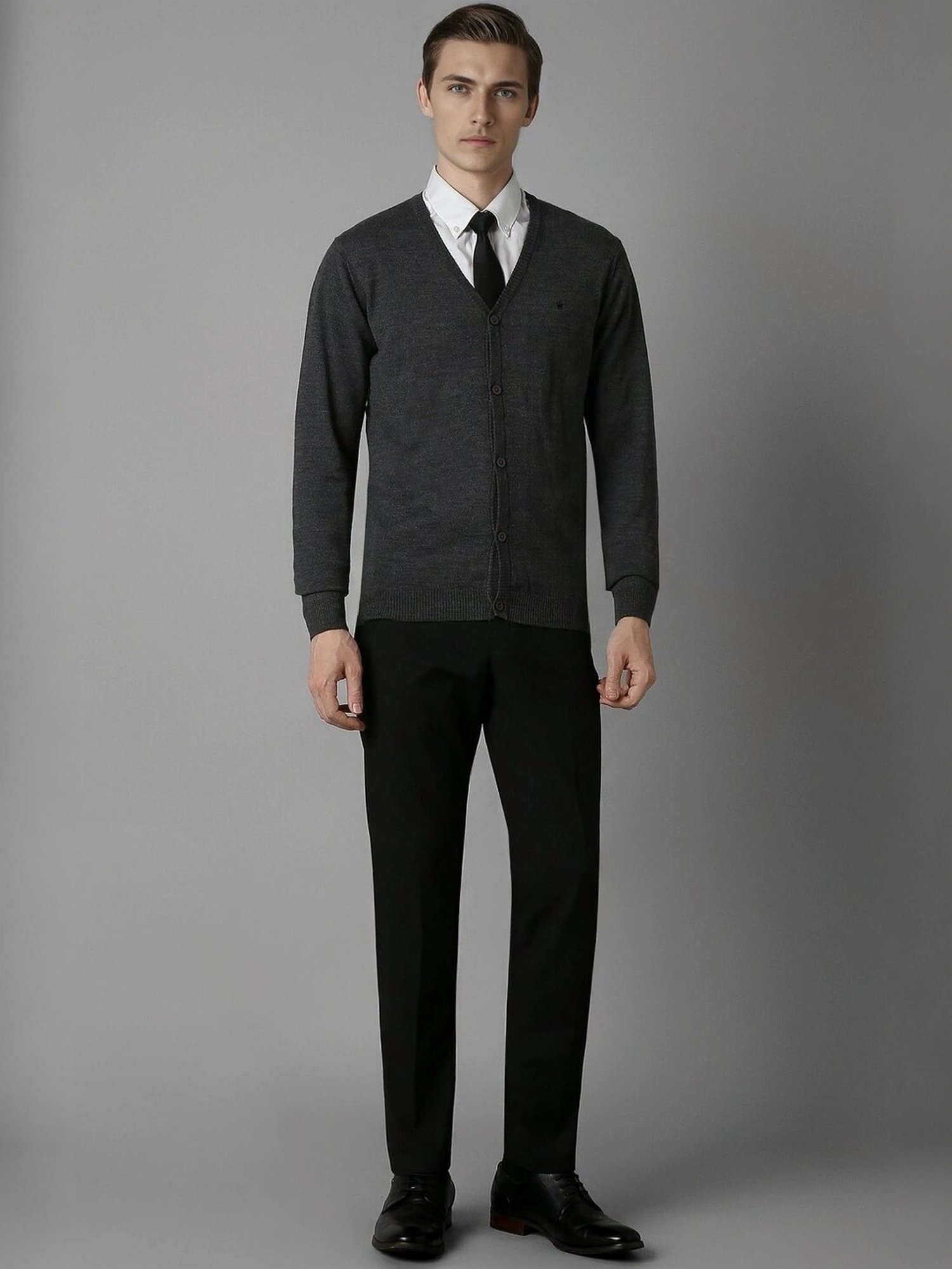 Louis Philippe Grey Regular Fit Sweater