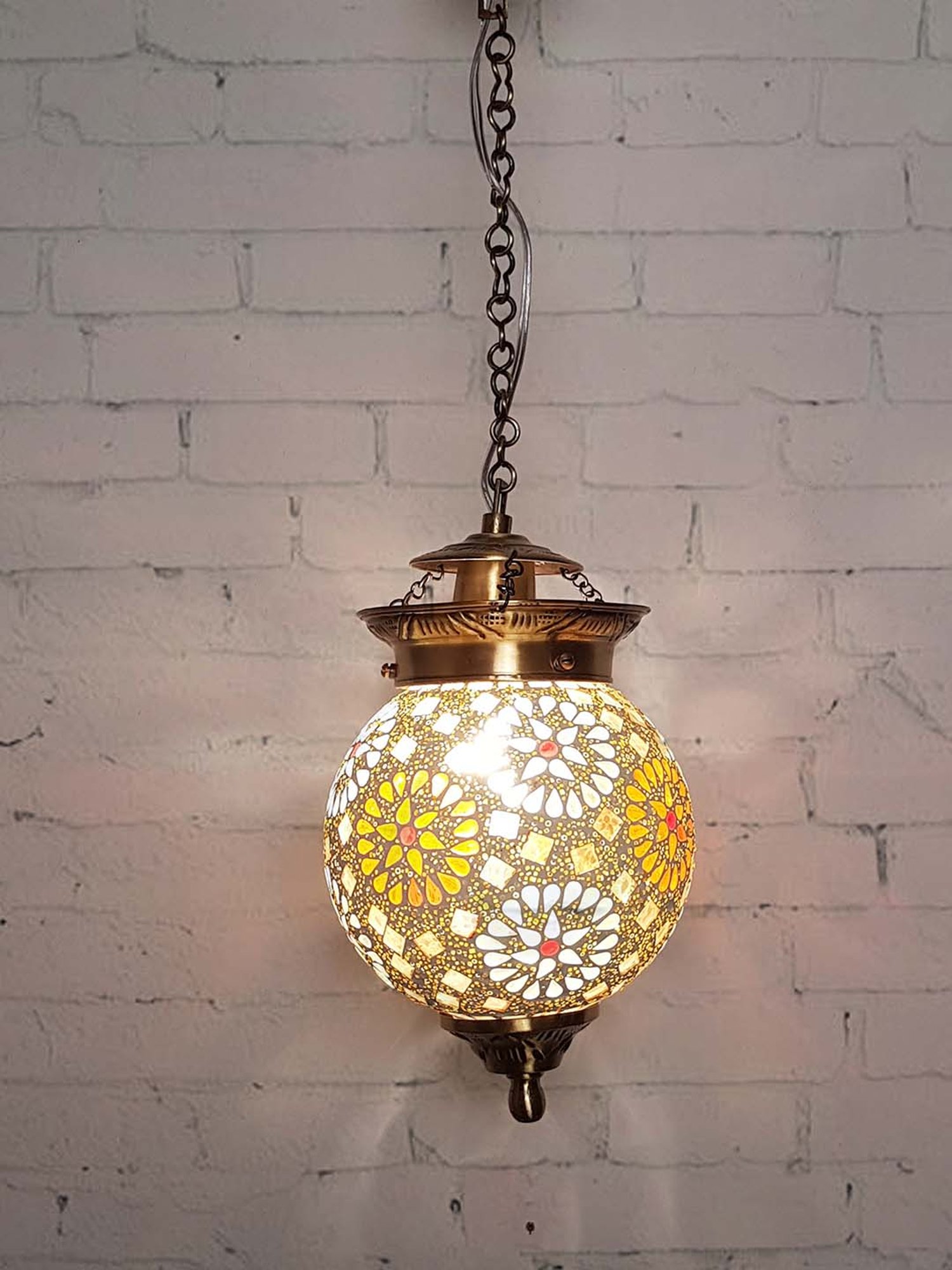 Fos Lighting Golden Chandni Tilak Hanging Light - Set of 1