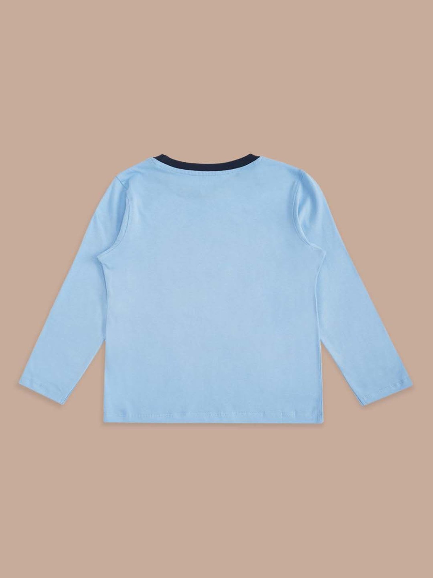 Pantaloons Baby Kids White & Blue Cotton Printed Full Sleeves T-Shirt