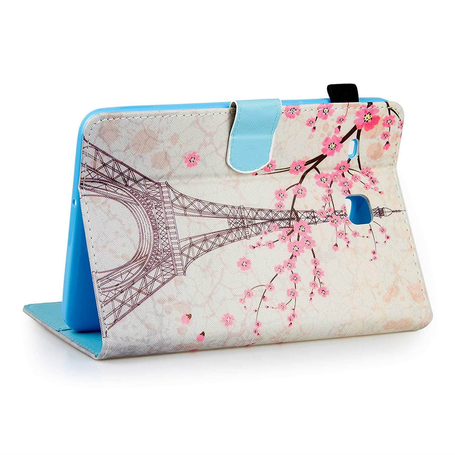 Tab E 8.0" Case, Samsung SM-T377a Case, Dteck PU Leather Flip Stand Case [Card Holder] Wallet Case Cover for Samsung Galaxy Tab E T377/T375 8.0 Inch Lite Series Tablet-Effiel Tower