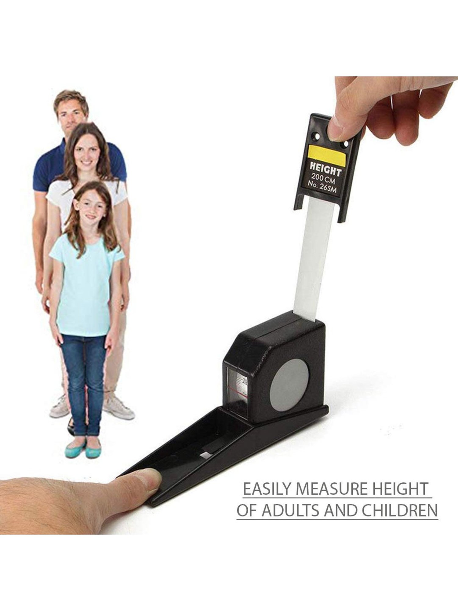 MCP 2mtr/200cm Roll Ruler Wall Mounted Height Measuring Tape (Black)