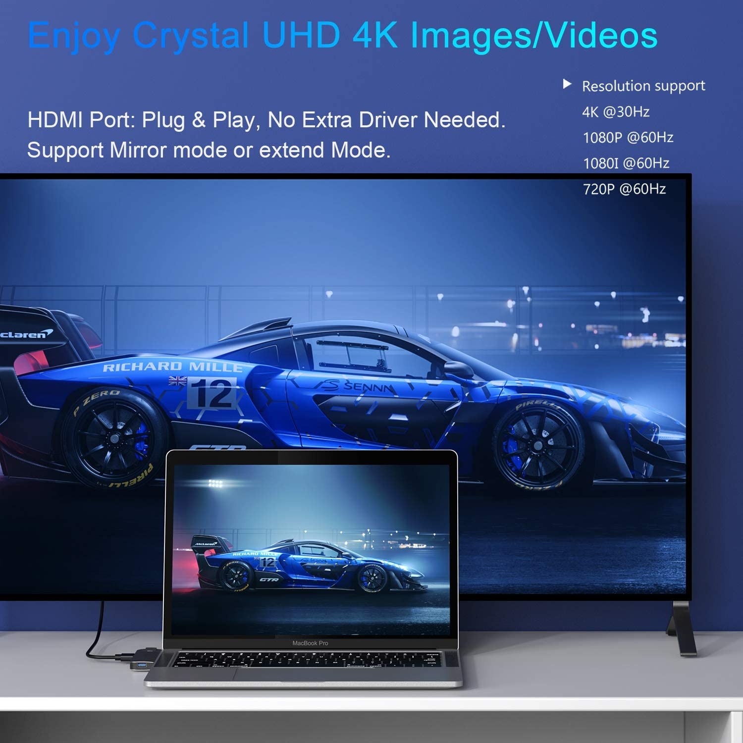 MacBook Pro USB Adapter, USB C Multiport Adapter Hub Mac Dongle for MacBook Pro/Air with 4K HDMI Port, Gigabit ethernet, 2 USB 3.0, TF/SD Card Reader, USB-C 100W PD and Thunderbolt 3