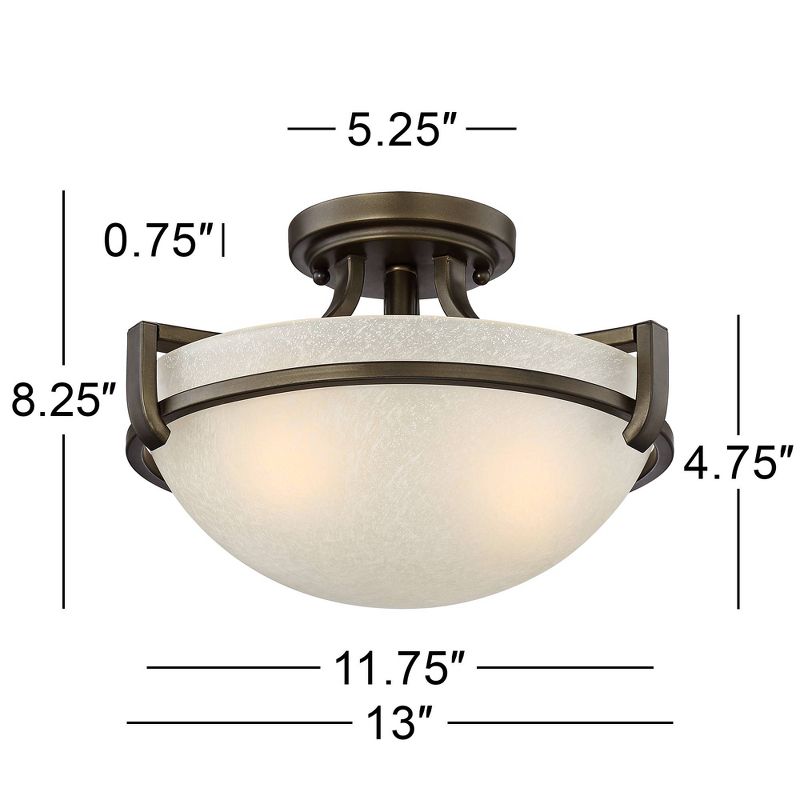 Regency Hill Ceiling Light Semi Flush Mount Fixture Bronze 13" Wide Champagne Glass Bowl for Bedroom Kitchen Living Room Hallway
