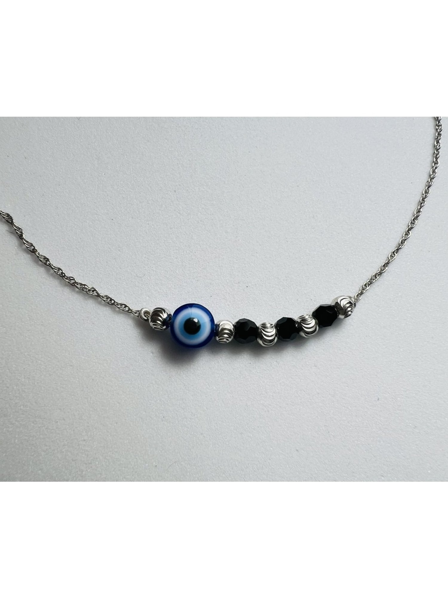 Arte Jewels 925 Sterling Silver Black Beads Evil Eye Anklet for Women & Girls (Single Anklet)