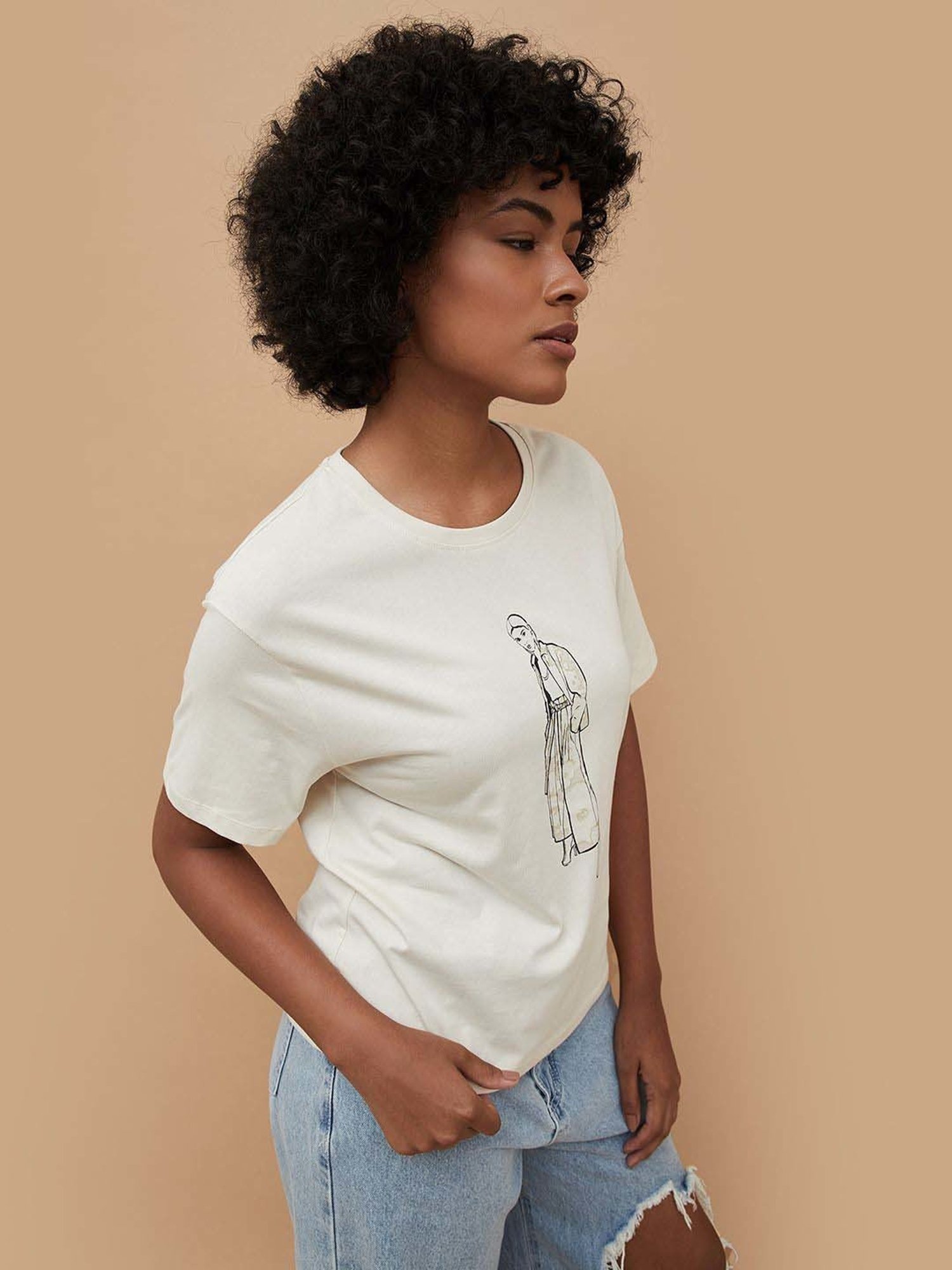 Fame Forever by Lifestyle Off-White Cotton Printed T-Shirt