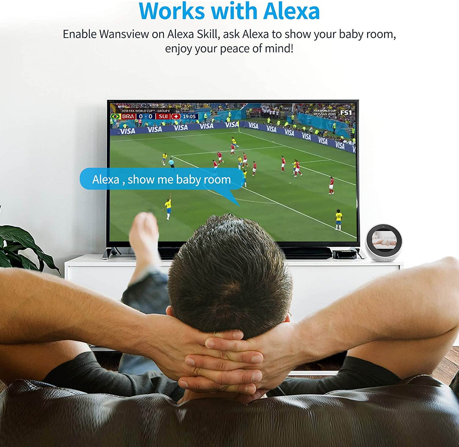 Wireless Security Camera, IP Camera 1080P HD, WiFi Home Indoor Camera for Baby/Pet/Nanny, Motion Detection, 2 Way Audio Night Vision, Works with Alexa, with TF Card Slot and Cloud