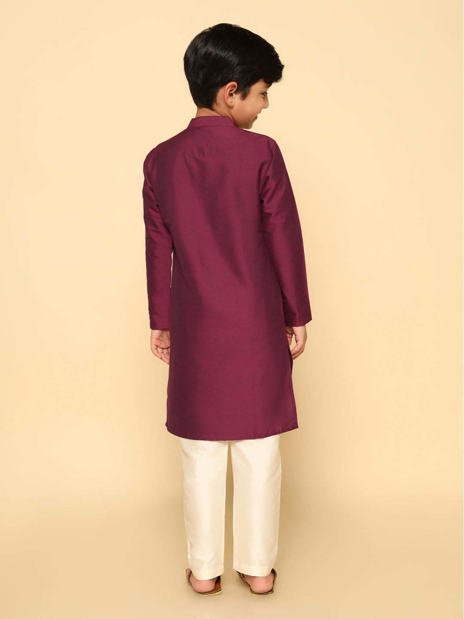 KISAH Kids Purple & White Regular Fit Full Sleeves Kurta Set