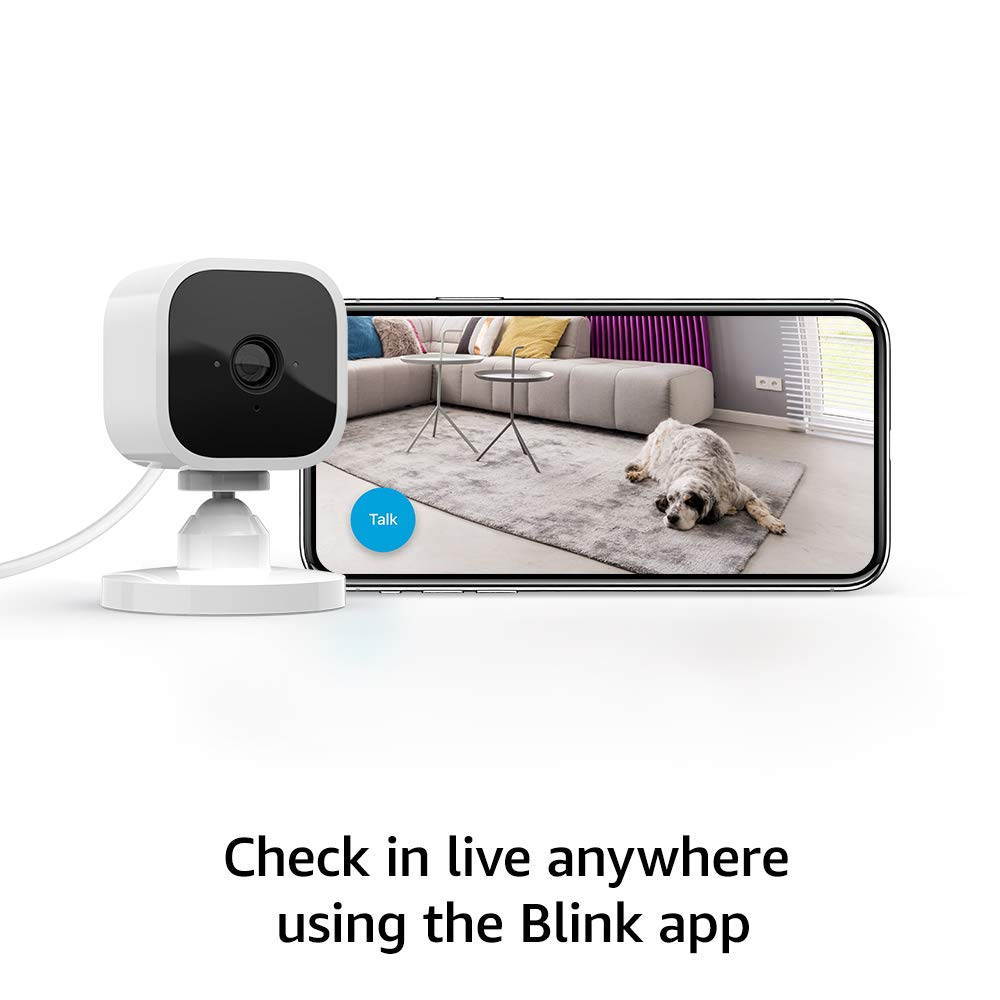 Blink Mini - Compact indoor plug-in smart security camera - Works with Alexa [1080 HD/Night Vision/Motion Detection/Two-Way Audio]
