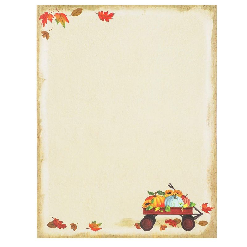 100-Sheet Autumn Leaves Stationery Paper, Rustic Design for Thanksgiving, Letter Size (8.5 x 11)