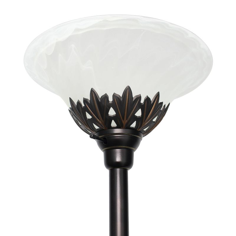 3 Light Restoration Floor Lamp with Scalloped Glass Shade Bronze - Elegant Designs