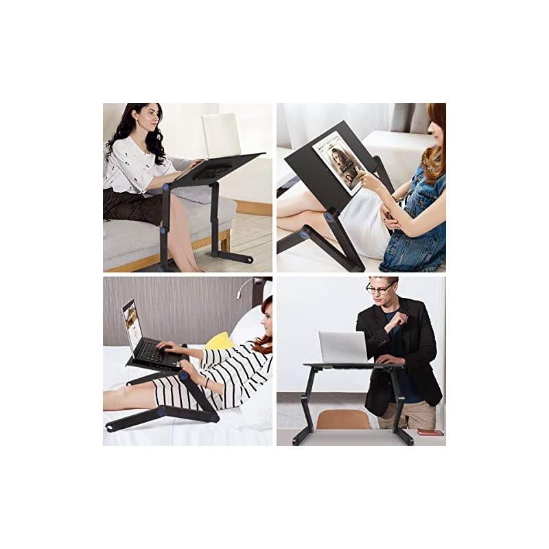 Laptop Bed Table, Portable Laptop Workstation Notebook Stand Reading Holder with 2 CPU Cooling Fans and Mouse Pad in Bed Couch Sofa Office