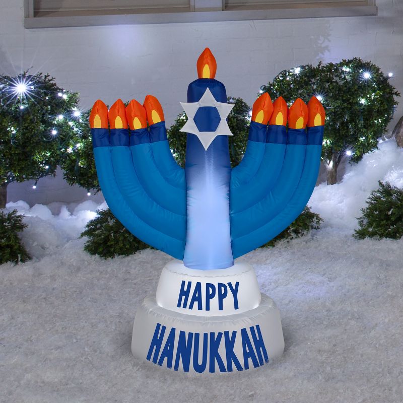 Gemmy Airblown Outdoor Hanukkah Candles, 3.5 ft Tall, Multicolored