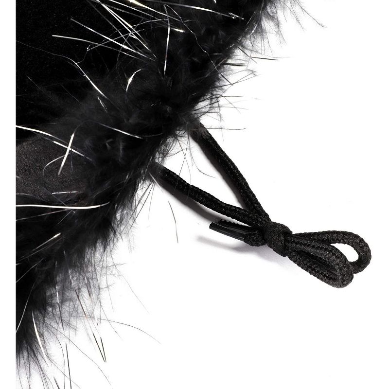 Juvolicious Black Felt Cowboy Hat with Feathers and Chin Cord, Halloween Party Hat, 15.5 x 11.5 x 6 in