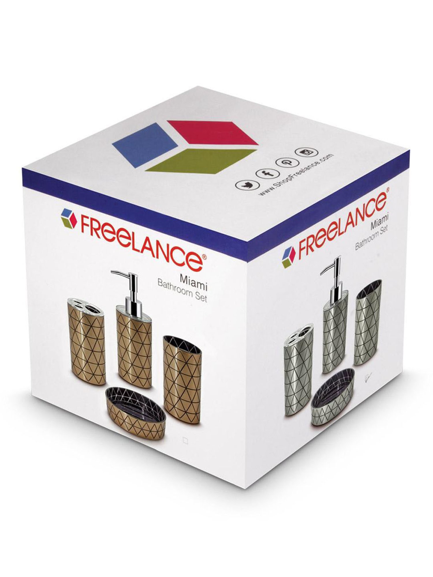 Freelance Copper Polyresin Set of 4 Bathroom Accessories