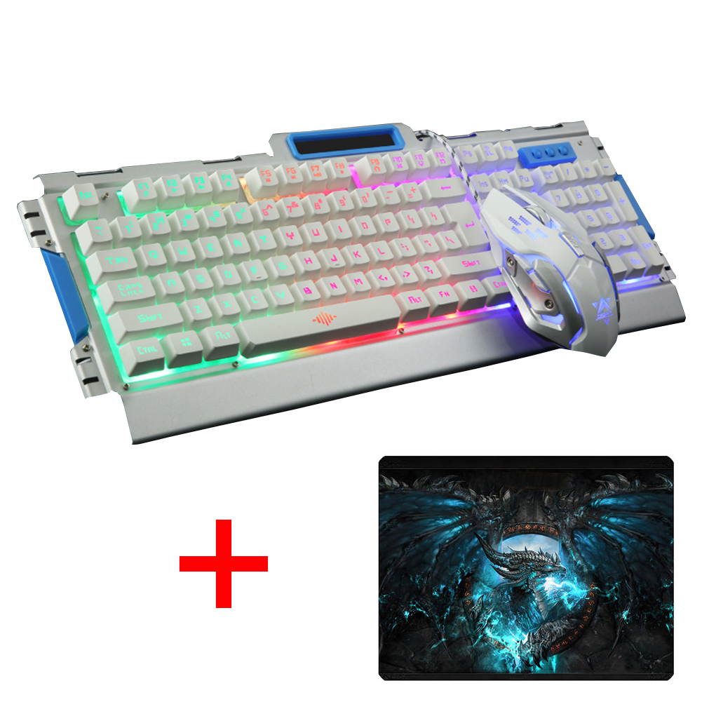UrChoiceLtd&reg; 2017 New K-33 Wired LED Backlit Multimedia Ergonomic Usb Gaming Keyboard Metal Waterproof + Wired 1200DPI / 1600DPI / 2400DPI / 3200DPI Backlit Optical Usb Gaming Mouse Sets For Computer