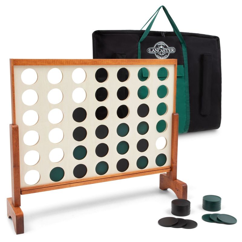 Lancaster Oversized 4-In-A-Row Wooden Outdoor Game Set w/ Carry Bag