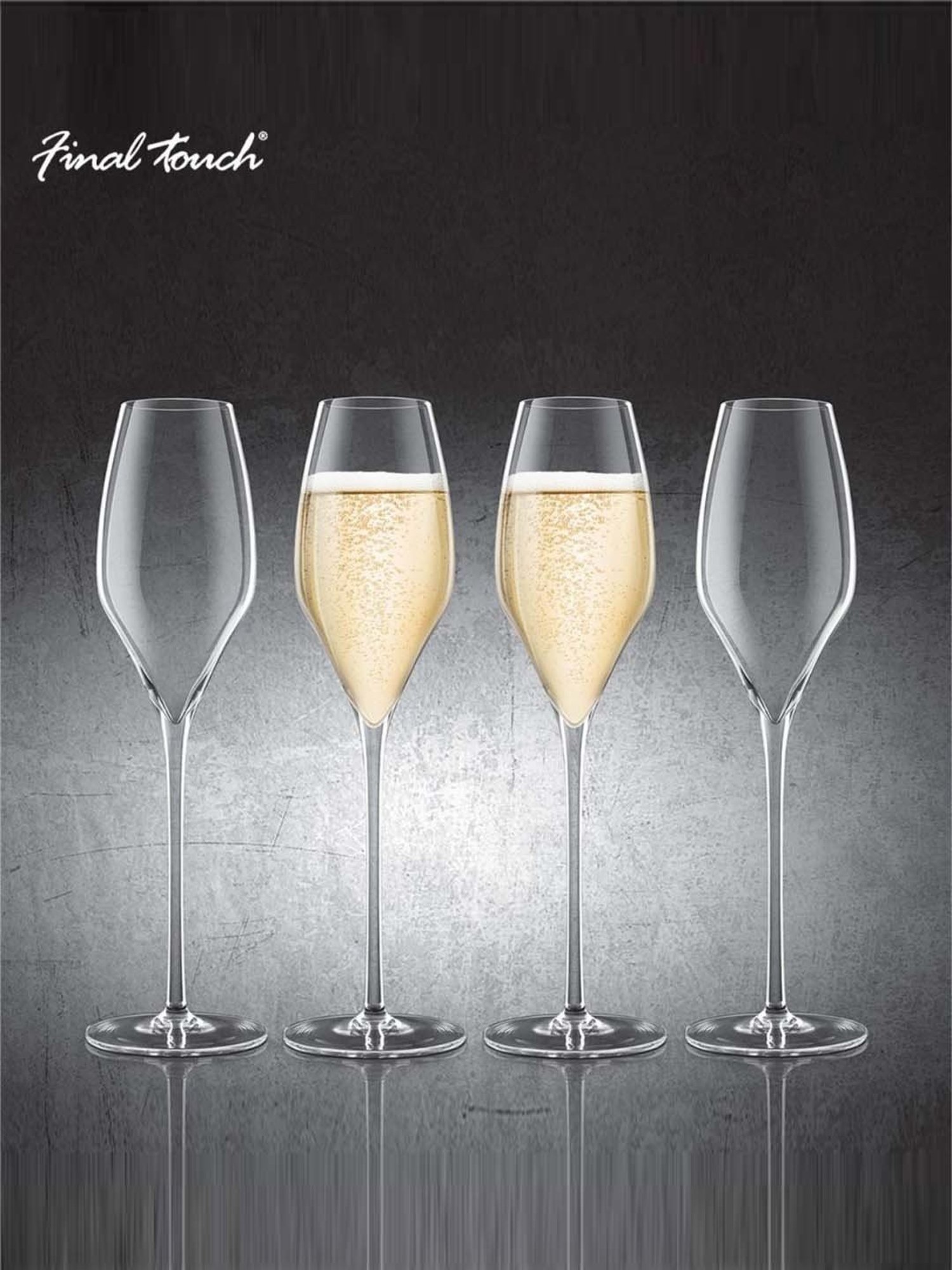 Final Touch 4-Piece Transparent Champagne Glass Set
