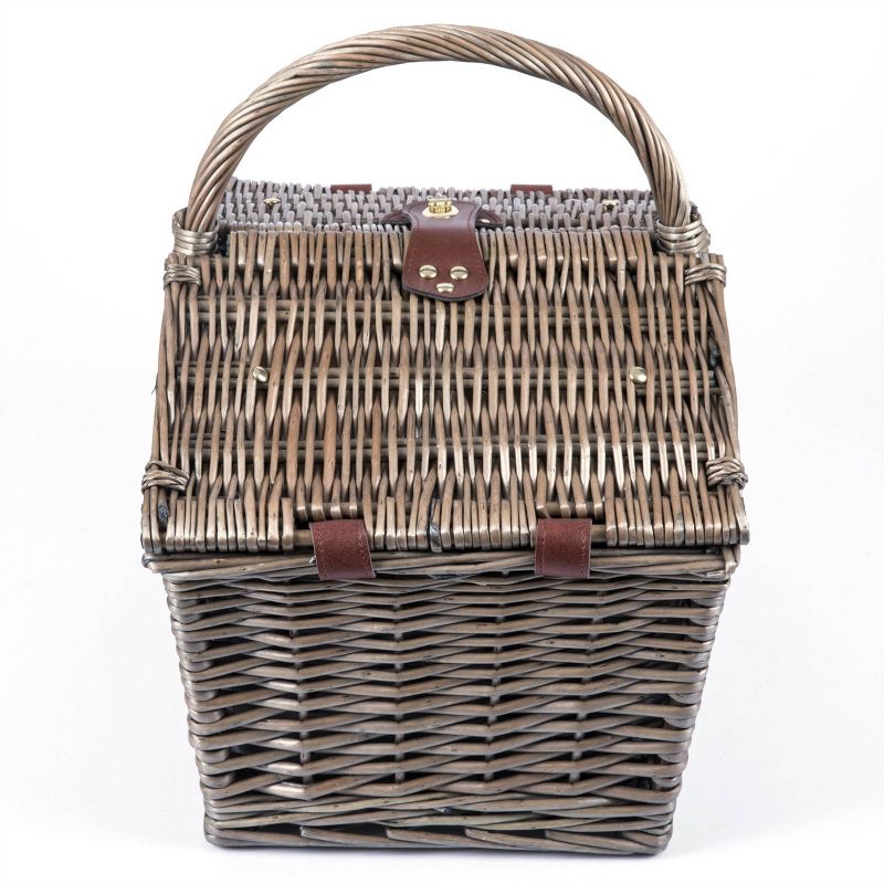 Picnic at Ascot Insulated Picnic Basket/Cooler Fully Equipped with Service for 2 - Trellis Green
