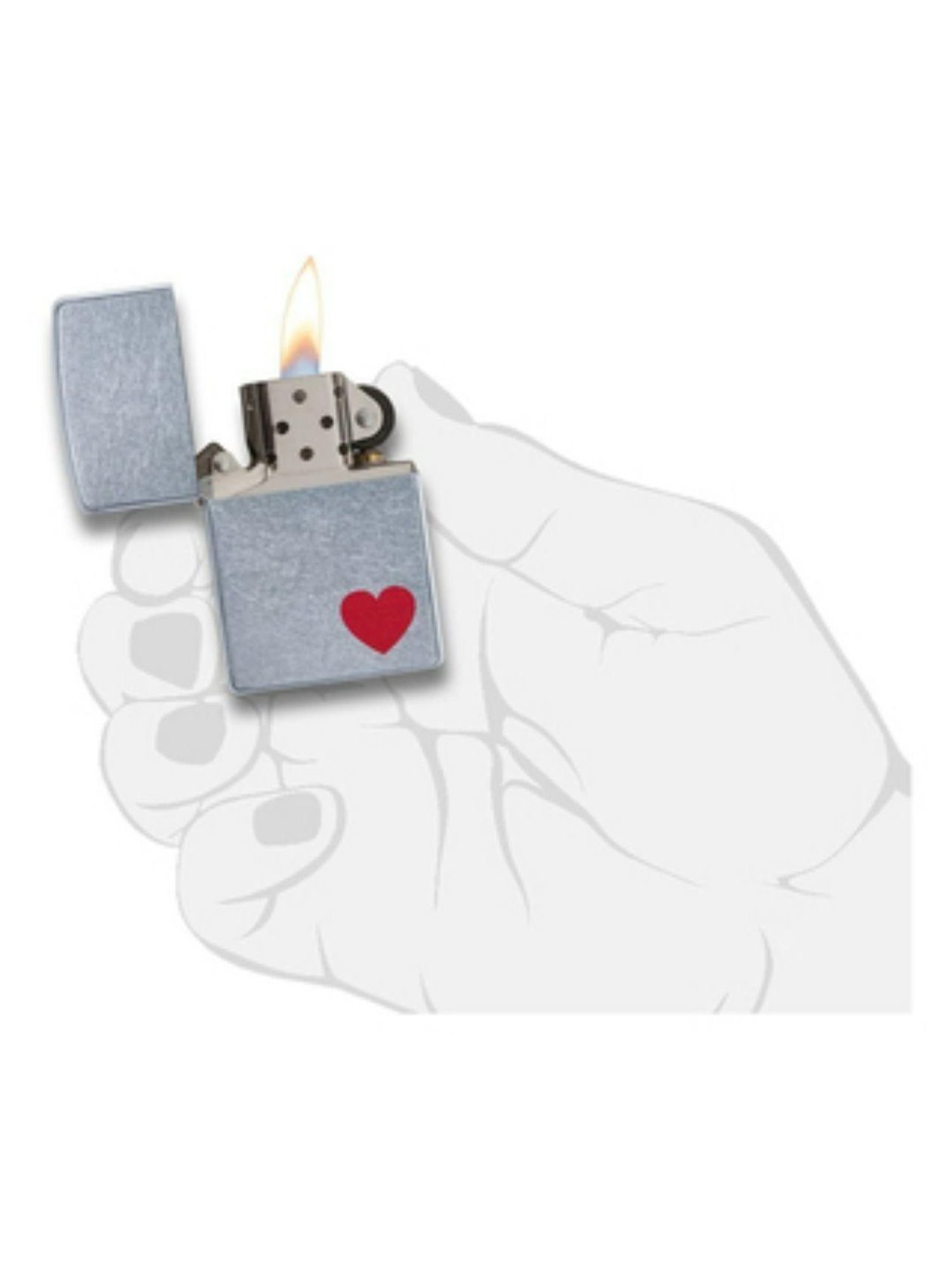 Zippo Silver & Grey Love Brass Pocket Lighter