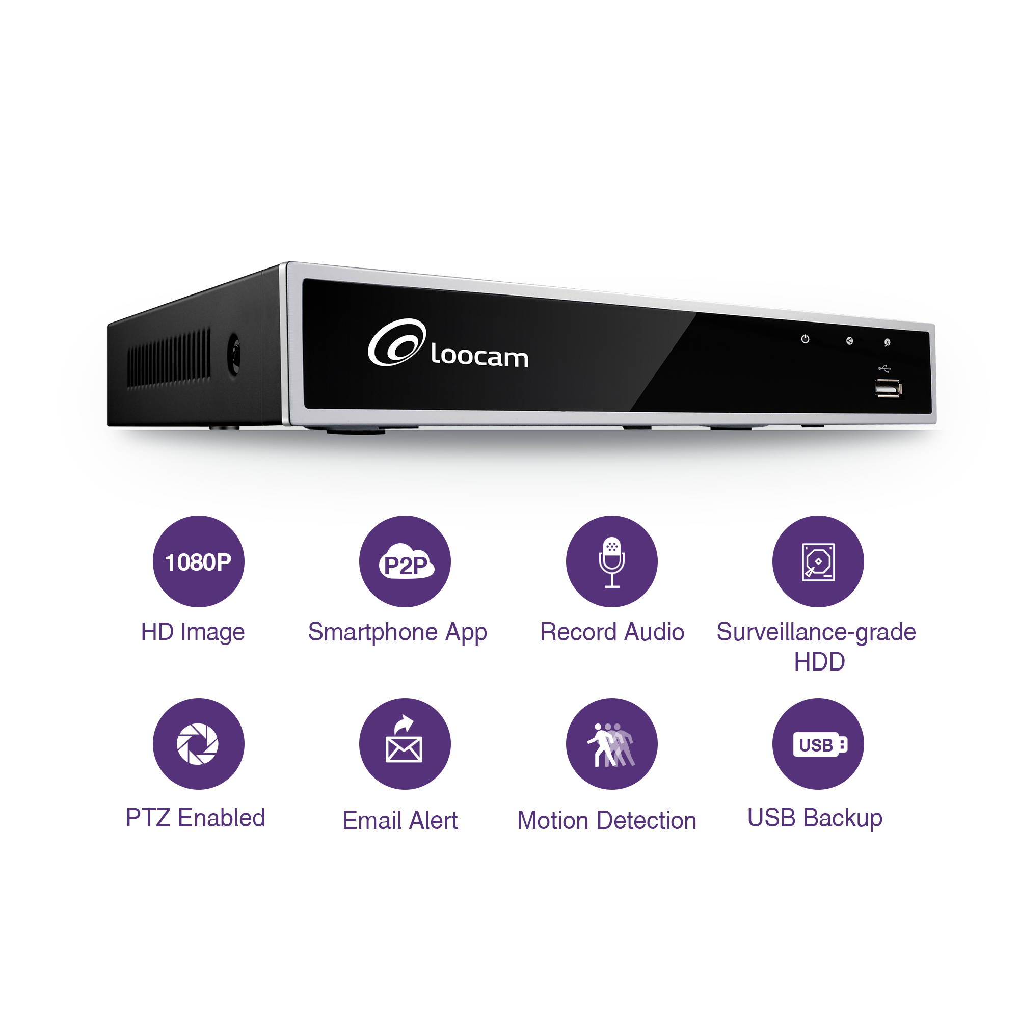 Loocam Full 1080p HD 4 Channel Security DVR Recorder, H.264 Hybrid 4-in-1 TVI DVR Surveillance System(Analog/AHD/TVI/CVI),Motion Detection,Mobile Remote Control,Email Alarm,with 1TB Hard Drive