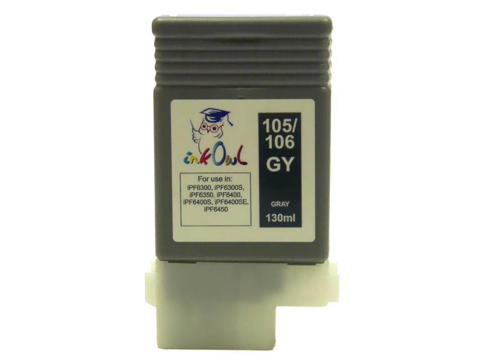 InkOwl Compatible Ink Cartridge Replacement for CANON PFI-105GY, PFI-106GY (130ml, Gray) for iPF6300, iPF6300S, iPF6350, iPF6400, iPF6400S, iPF6450 printers