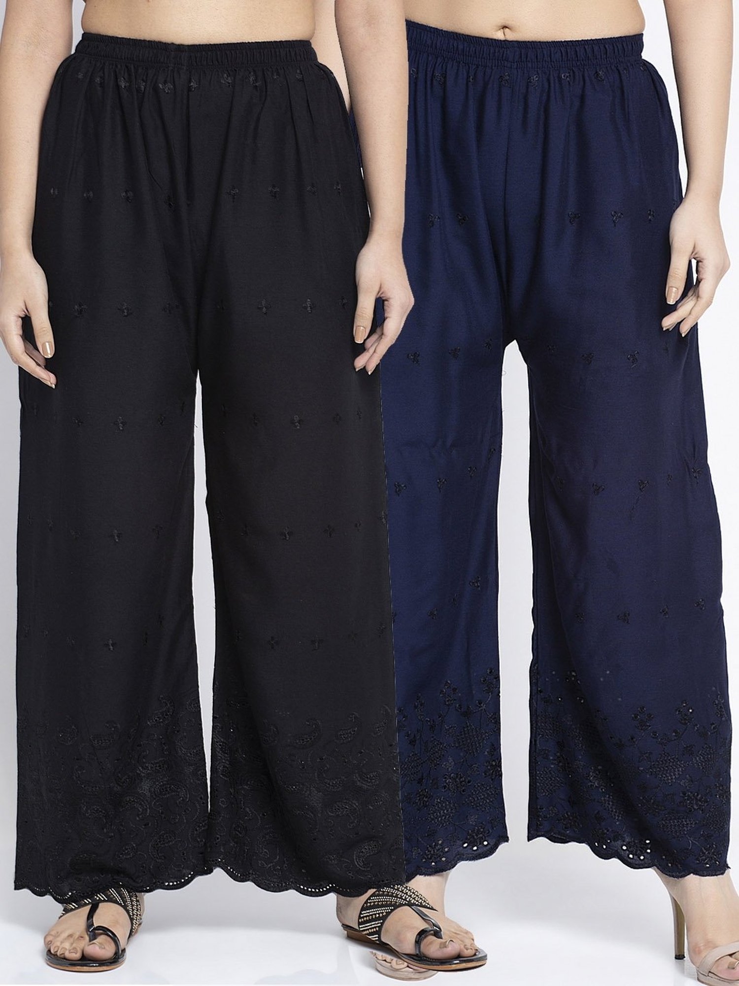 Gracit Multi Flared Fit Rayon Palazzos Pack of - 2