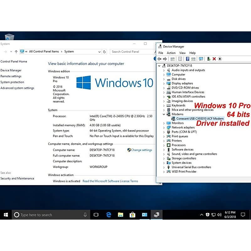 56K External Dial Up Fax Data Modem Windows 10/8 / 7 / XP/Vista