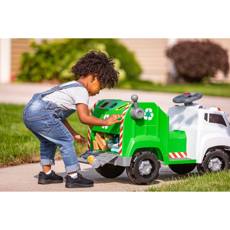 Kid Trax 6V Real Rigs Recycling Truck Interactive Powered Ride-On - Green/White