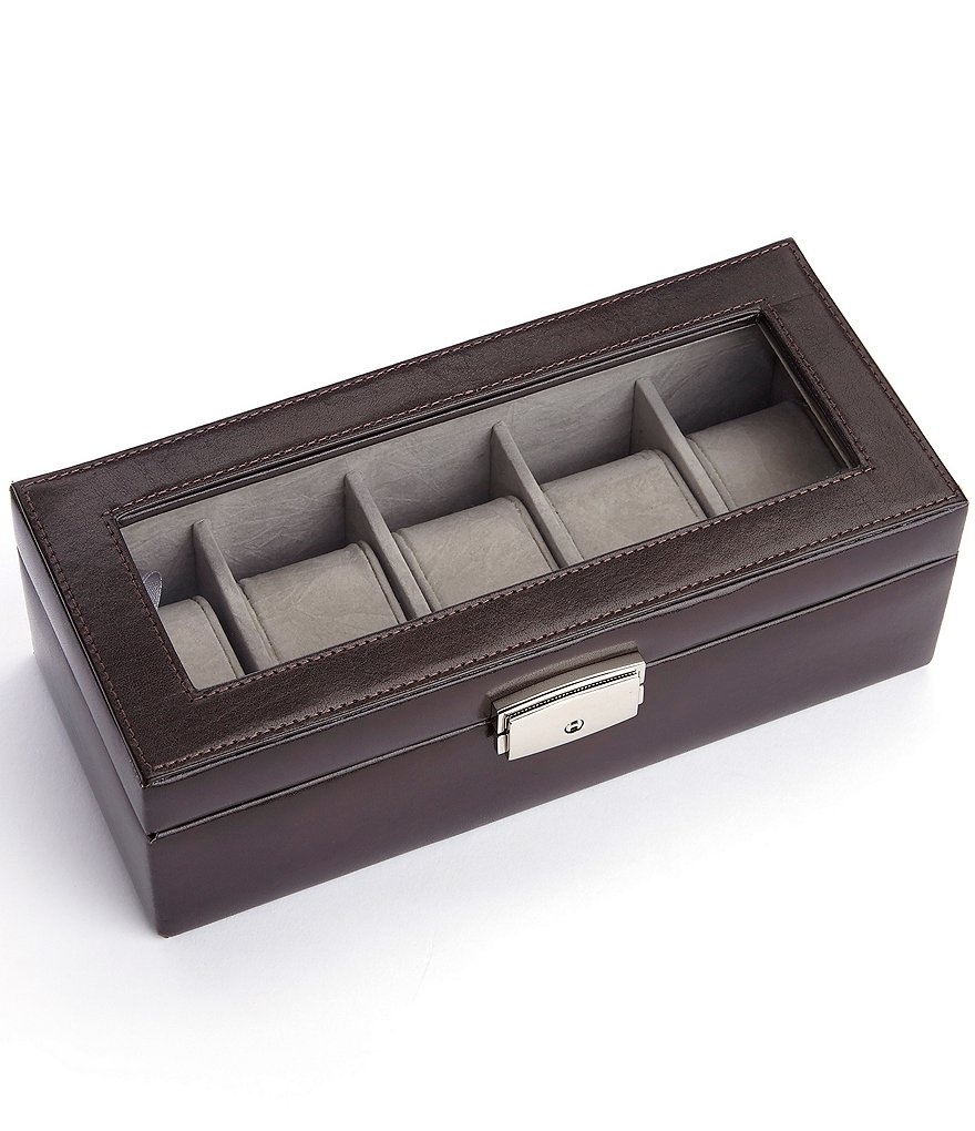 ROYCE New York Aristo Leather Five Slot Watch Box