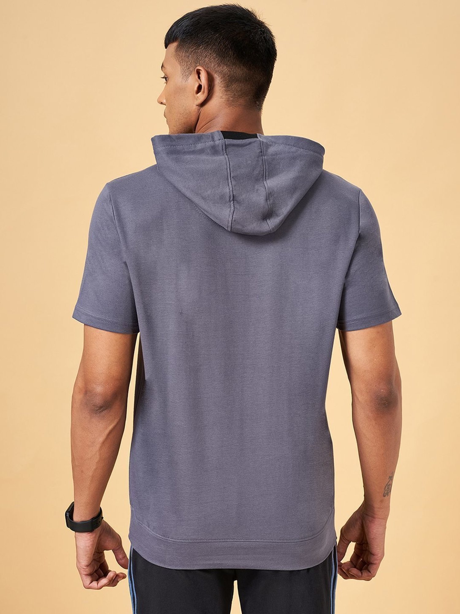 Ajile by Pantaloons Grey Slim Fit Hooded T-Shirt
