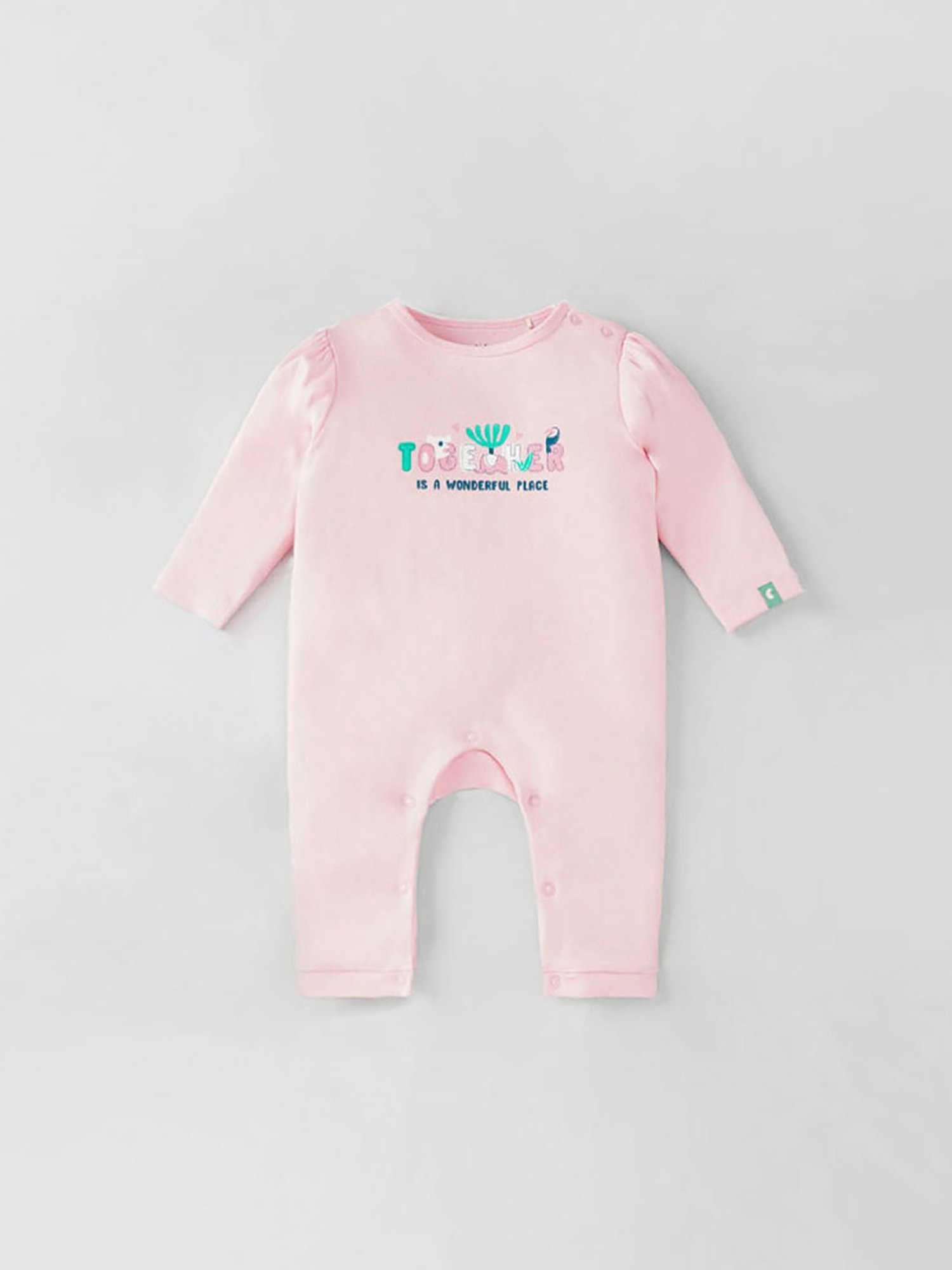 Ed-a-Mamma Baby Pink Solid Full Sleeves Romper, Mittens with Cap