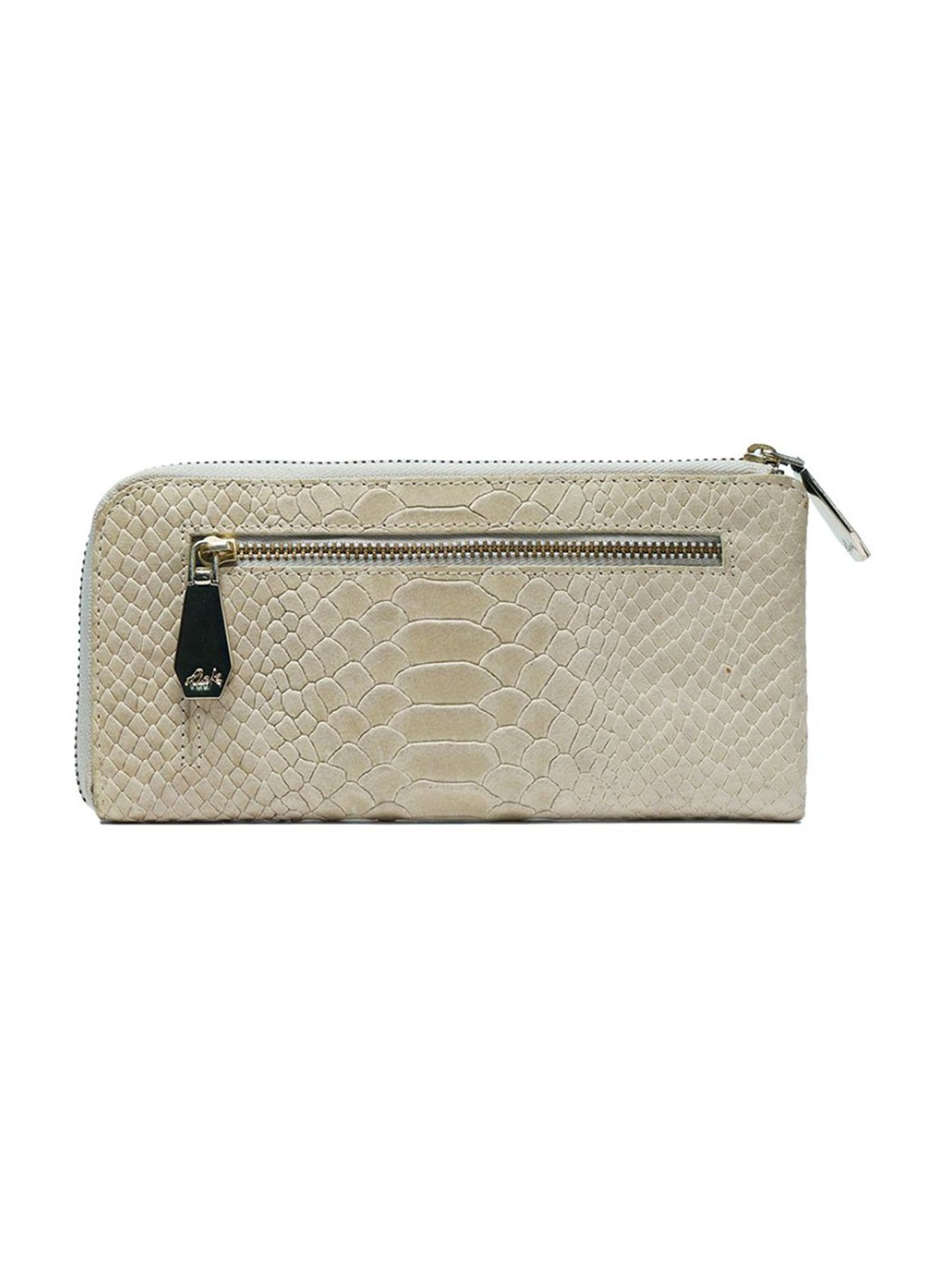 RI2K London Cream Leather Animal Effect Zip around Wallet