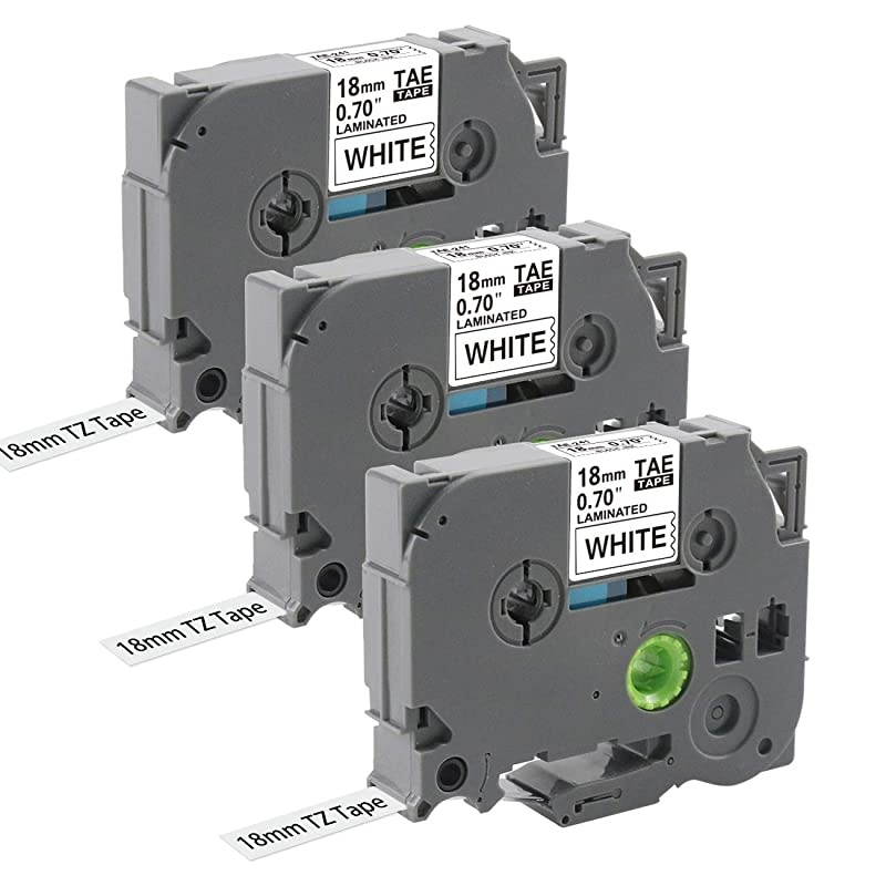 Tape 18mm 0.7 Laminated White, Compatible for Brother P Touch e-241 e241 3/4 Inch Label Tape Black on White Work for Brother PTD400AD PTD600 PT-D450 Label Maker, 26.2 Feet(8m), 3-Pack