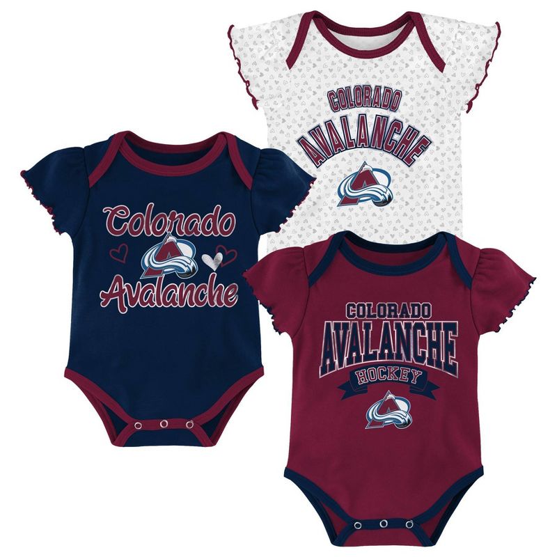 NHL Colorado Avalanche Girls' Winning Goal Bodysuit Set 3pk - 12M