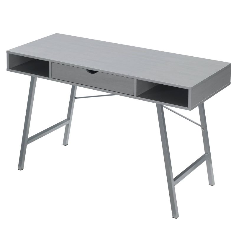 47" Rectangular 1 Drawer Writing Desk with Built In Storage Gray - Home Essentials