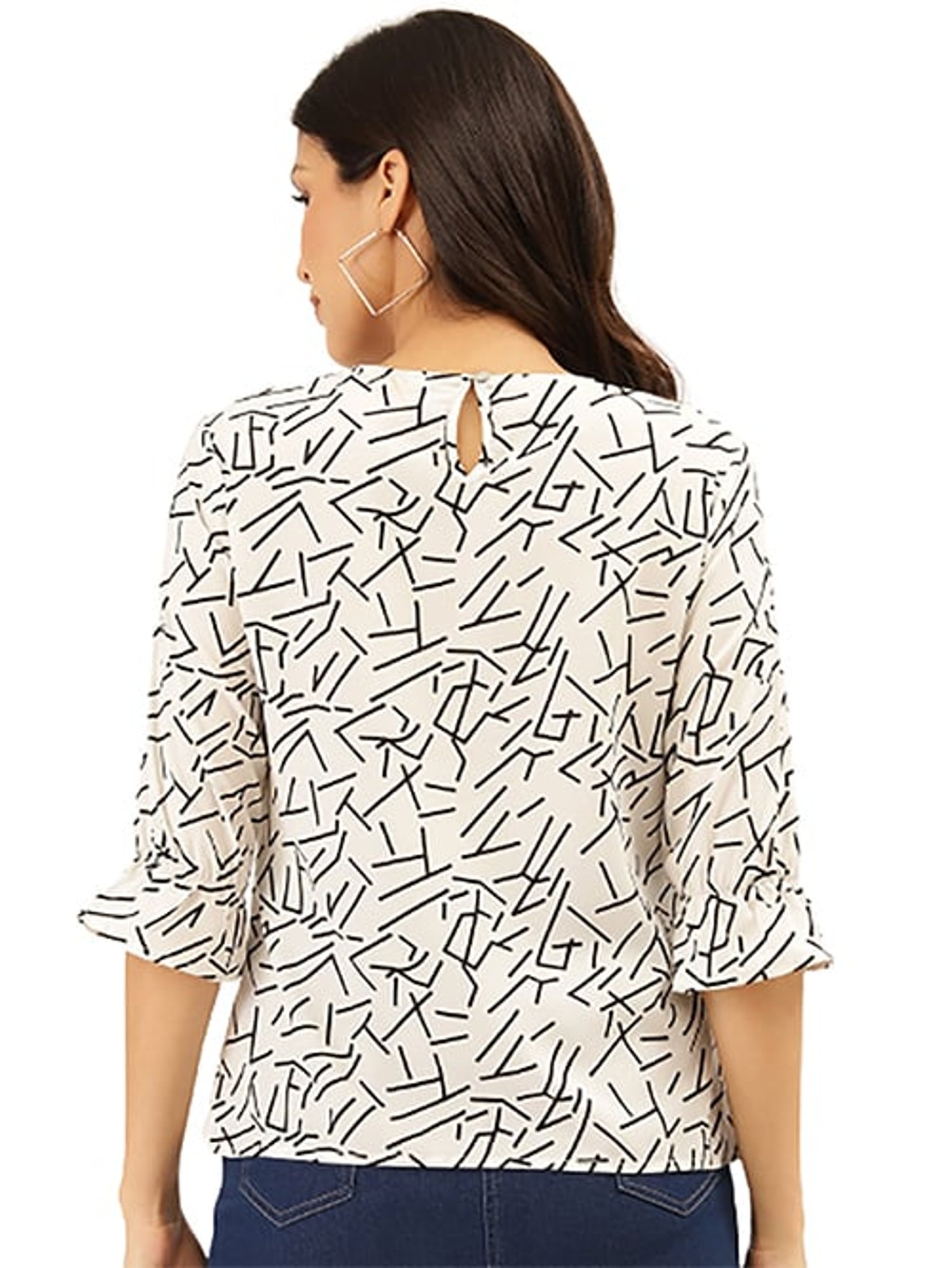 Style Quotient White & Black Printed Top