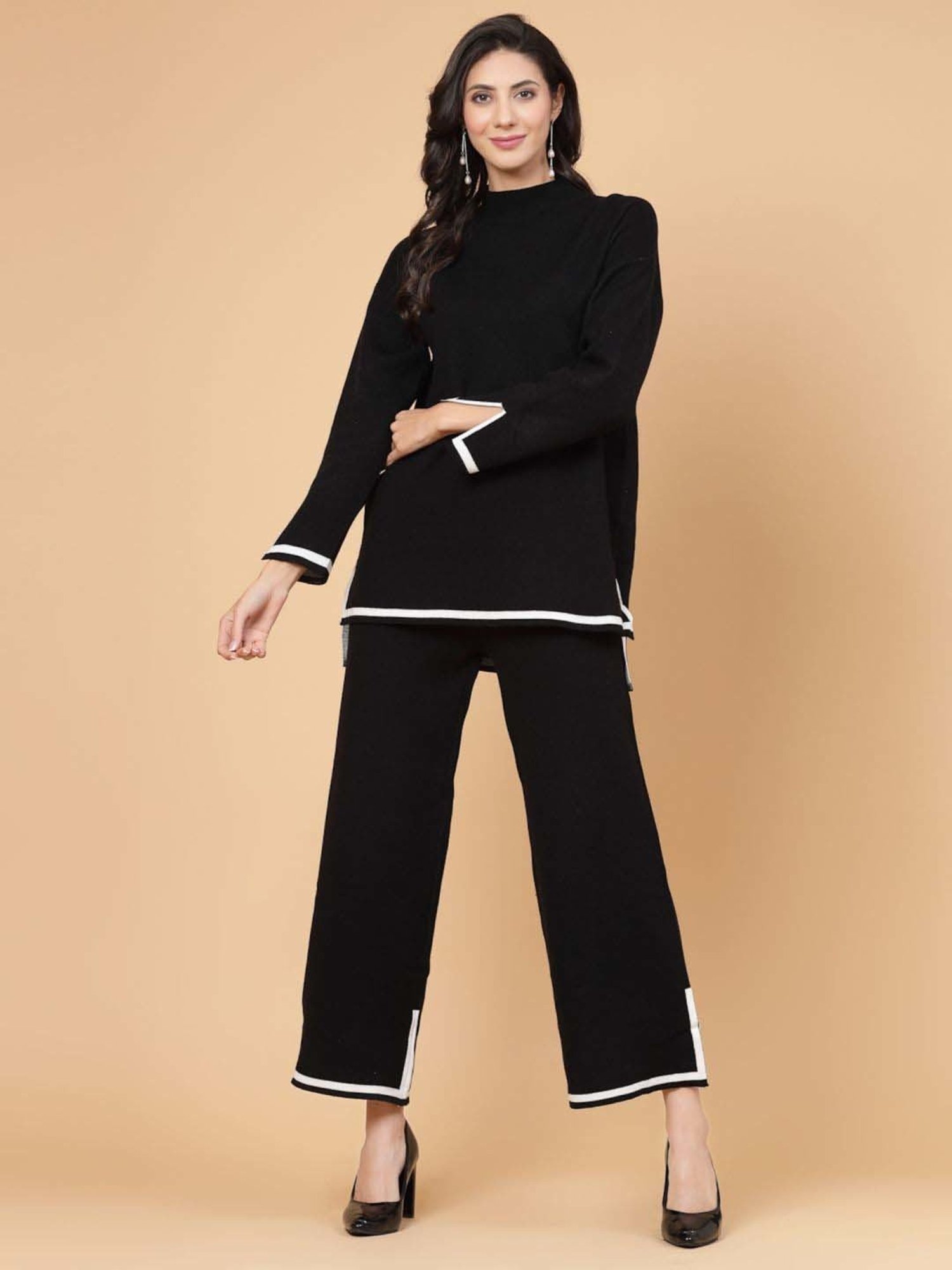 Mafadeny Black Plain Top Pants Set