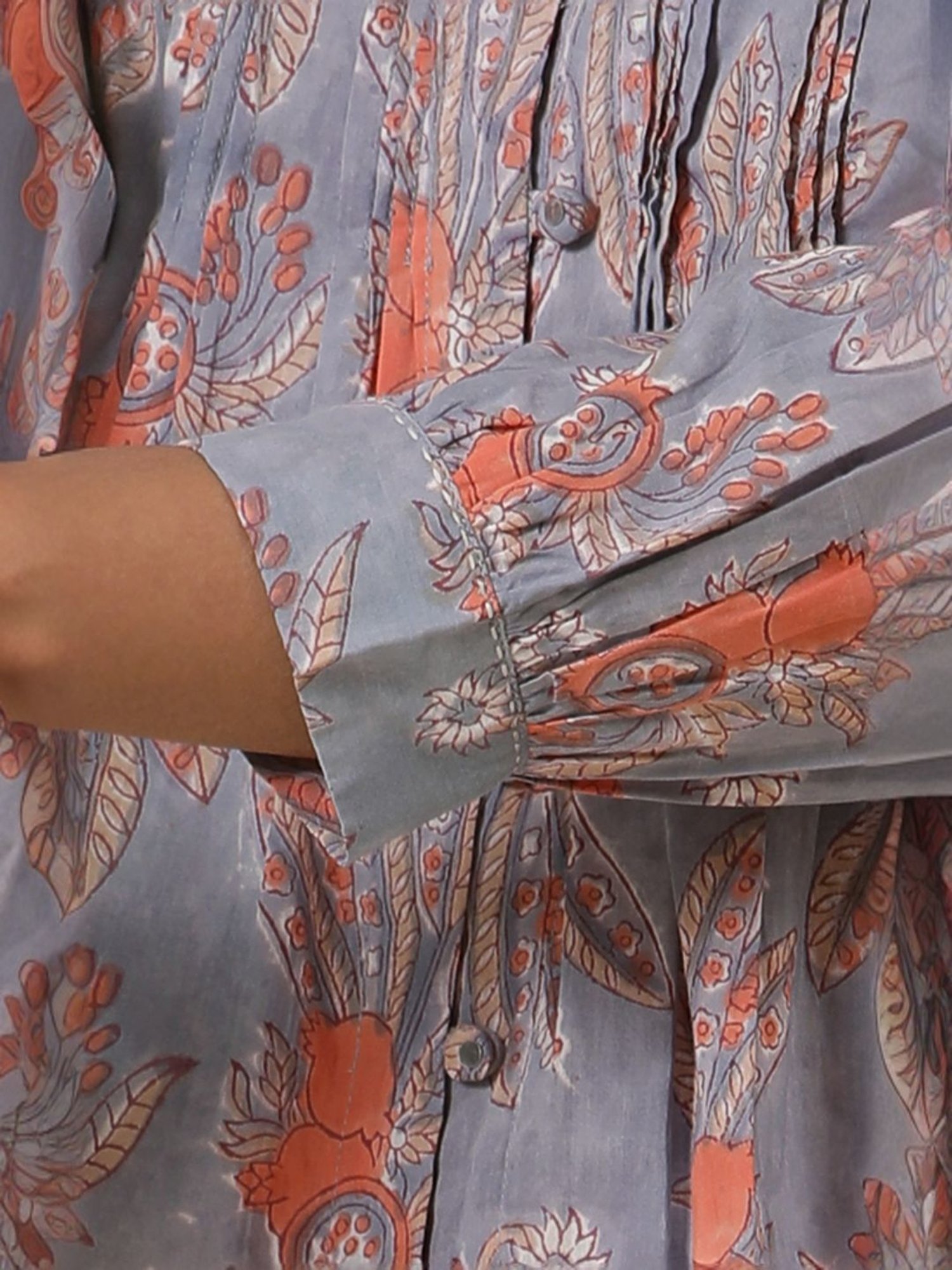 W Maximum Blue Cotton Printed Tunic