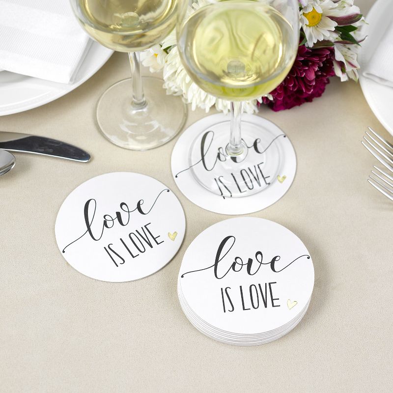 Hortense B. Hetwitt 25ct 'Love is Love' Coasters White
