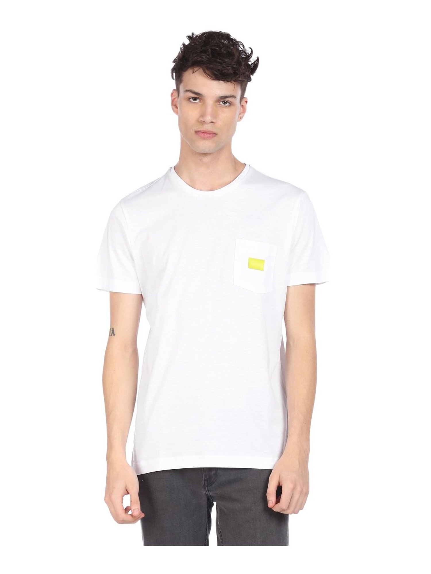Arrow White Cotton Regular Fit T-Shirt